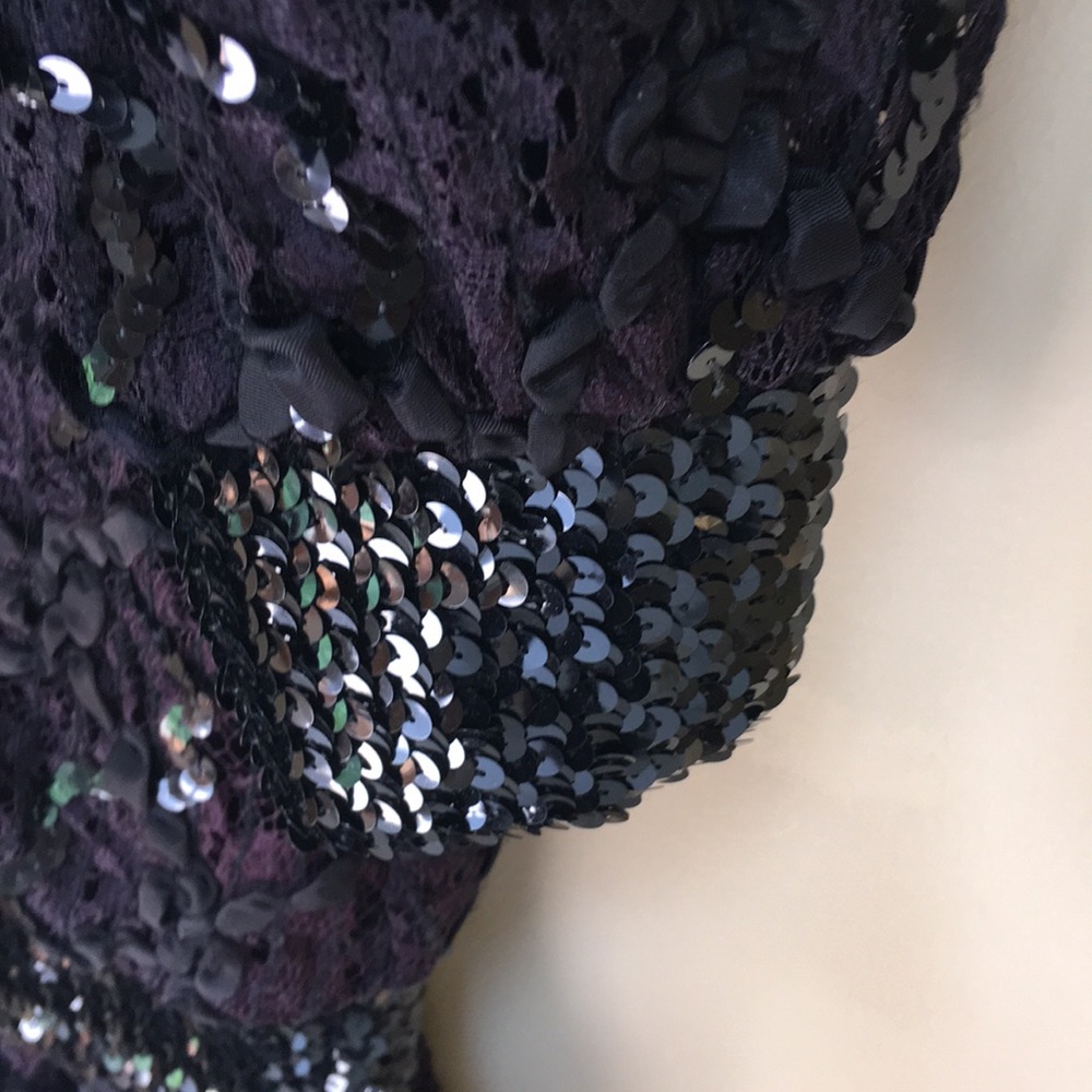 Vintage Damianou Black Lace & Sequined Dress M - Picture 4 of 6